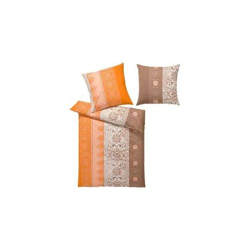 Bettwäsche HEINE HOME WITT-PBK-Bettwäsche-temporär Gr. B/L: 135cm x 200cm, 2 tlg., Renforcé, B/L: 40cm x 80cm, orange (terracotta-braun)