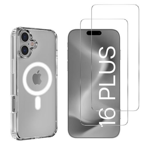 Hülle iPhone 16 Plus und 2 schutzfolien - TPU - Transparent