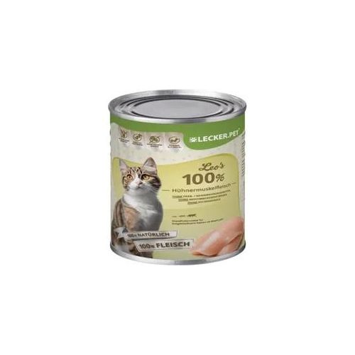 24 x 400 g Lecker.Pet® Leo's 100 % Hühnermuskelfleisch Katzenfutter Nassfutter