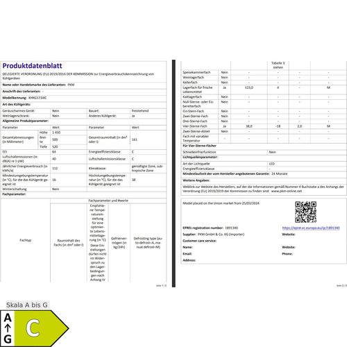 PKM Kühlgefrierkombination KHKG173IXC Inox 161L Kühlschrank LED