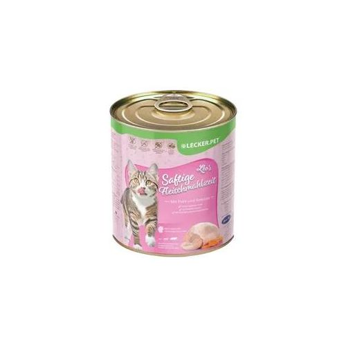 12 x 400 g Lecker.Pet® Leo's Saftige Fleischmahlzeit mit Pute & Gemüse Katzenfutter Nassfutter