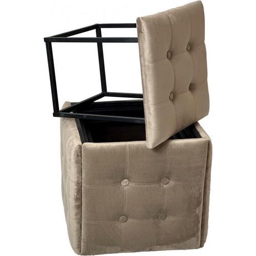 Puff-Transformator 5in1 - 5 Hocker in 1 Pouffe Cappuccino Samt 2284