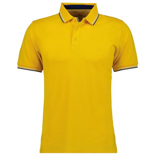 Poloshirt RAGMAN, Herren, Gr. L, gelb (sonnengelb), Baumwollmischung, casual, regular fit, hoch geschlossener Ausschnitt, Kurzarm, Shirts