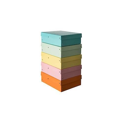 Archivbox Falken PURE Box Pastell A4, für bis zu 1250 Blatt, mit Beschriftungsfeld, L 320 x B 240 x Füllhöhe 100 mm, FSC®-Pappe, farbsortiert, 5 Stück