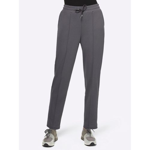 Jogger Pants CREATION L, Damen, Gr. 46, Normalgrößen, grau (anthrazit), 97% Polyester, 3% Elasthan, unifarben, lang, Hosen