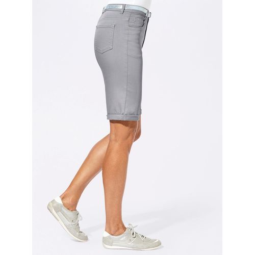 Jeansbermudas CASUAL LOOKS, Damen, Gr. 38, Normalgrößen, grau (grau denim), 81% Baumwolle, 17% Polyester, 2% Elasthan, unifarben, kurz, Jeans