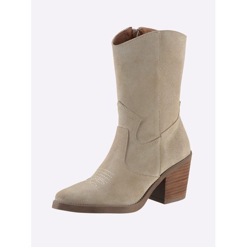 Stiefel HEINE Gr. 40, beige Damen Schuhe Cowboyboots Cowboy-Stiefelette Stiefelette