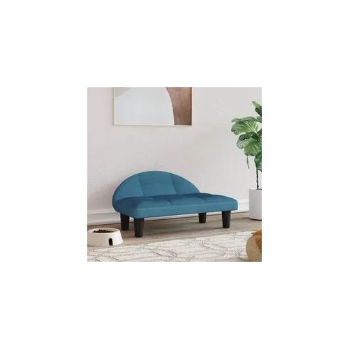 Hundebett Blau – 70x52x30 cm, Samt, stabiler Holzrahmen