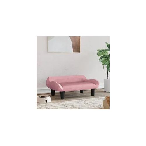 Hundebett Rosa – 70x40x24 cm, Samt, stabiler Holzrahmen