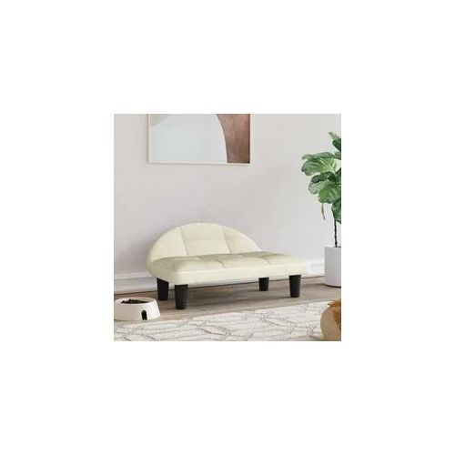 Hundebett Creme – 70x52x30 cm, Samt, stabiler Holzrahmen