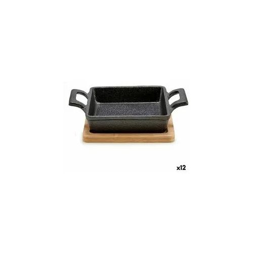 Tapas Servierpfanne Braun Schwarz Bambus Eisen 19 x 5 x 14 cm (12 Stück)