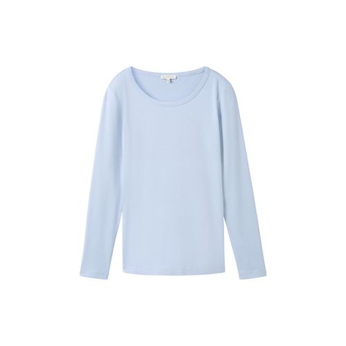 TOM TAILOR Damen Basic Langarmshirt, blau, Uni, Gr. XS