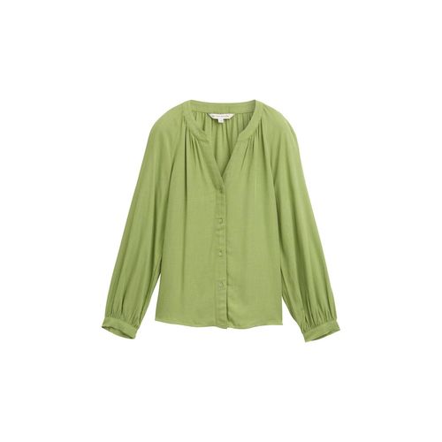 TOM TAILOR Damen Bluse mit Raffungen, grün, Meliert, Gr. 40