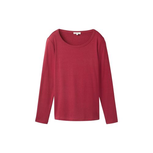 TOM TAILOR Damen Basic Langarmshirt, rot, Uni, Gr. M