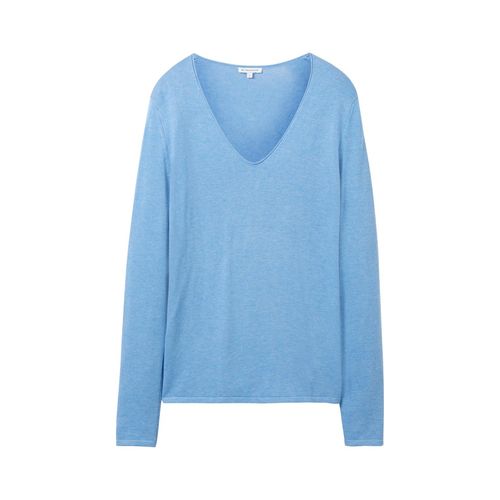 TOM TAILOR Damen Pullover mit V-Ausschnitt, blau, Meliert, Gr. XXL