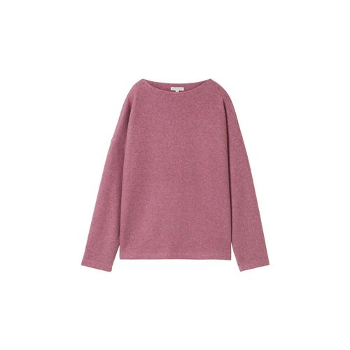 TOM TAILOR Damen Geripptes Sweatshirt, rosa, Meliert, Gr. L