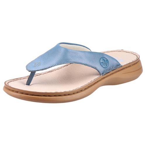 Zehentrenner RIEKER Gr. 40 (6,5), blau (jeansblau) Damen Schuhe Zehentrenner Dianette Sommerschuh, Schlappen mit Zehensteg