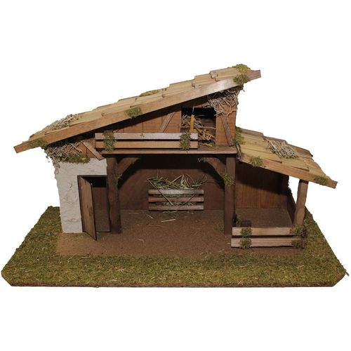 Krippe ALFRED KOLBE, braun (braun, natur), B:59cm H:32,5cm T:30cm, Holzwerkstoff, Weihnachtskrippen, aus Holz, 59x30x32,5 cm, für Figuren bis 12 cm Höhe