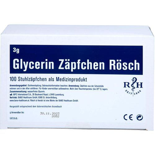 Glycerin Zäpfchen Rösch 3G gegen Verstopfung 100 ST