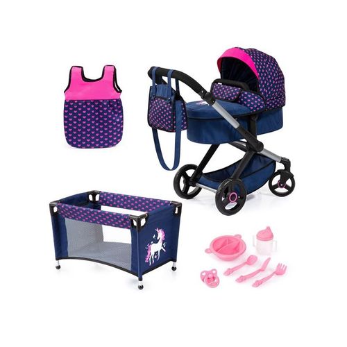 Bayer Design Doll's Pram Xeo Mega Set - Navy (17054AB)