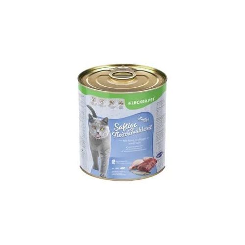 18 x 400 g Lecker.Pet® Emily's Saftige Fleischmahlzeit mit Rind, Geflügel & Fisch Katzenfutter Nassfutter