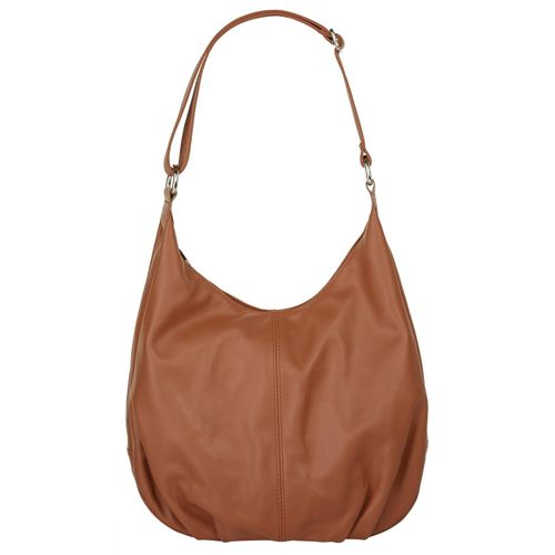 Shopper CLUTY, Damen, Gr. B/H/T: 31cm x 28cm x 7cm onesize, braun (cognac), Leder, unifarben, leicht glänzend, Taschen, echt Leder, Made in Italy