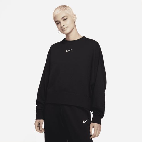 Nike Sportswear Collection Essentials extragroßes Fleece-Rundhals-Sweatshirt für Damen - Schwarz