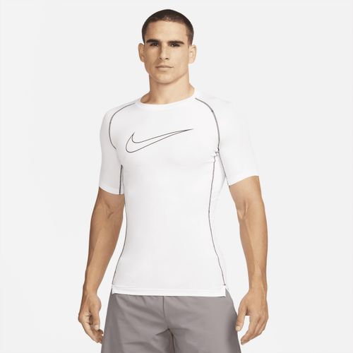 Nike Pro Dri-FIT Herentop met korte mouwen en strakke pasvorm - Wit