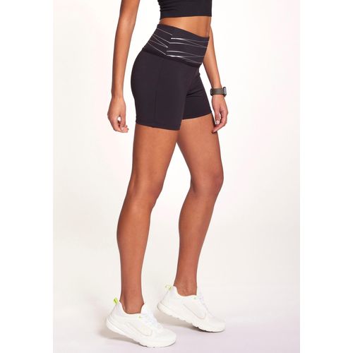 Sporthose VIVANCE ACTIVE, Damen, Gr. M (40/42), N-Gr, silber (schwarz, silber), Obermaterial: 80% Polyester, 20% Elasthan, unifarben, bedruckt, sportlich, eng kurz, Hosen, Sportshorts mit breiten Bündchen und Druck