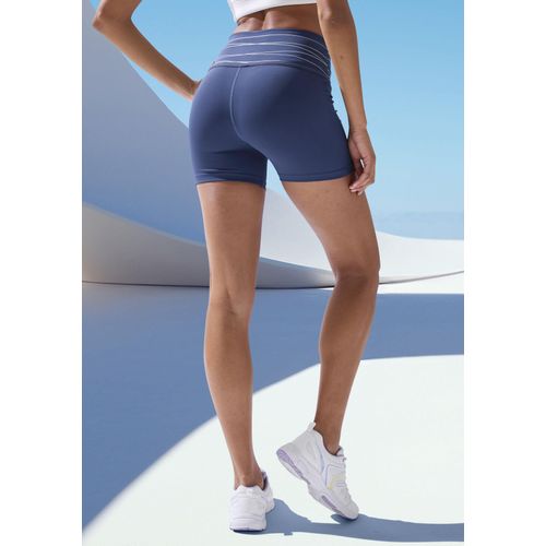 Sporthose VIVANCE ACTIVE Gr. L (44/46), N-Gr, blau (dunkelblau, silber) Damen Hosen Sportshorts mit breiten Bündchen und Druck