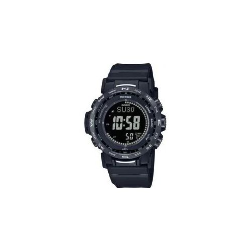 Funkchronograph CASIO PRO TREK Armbanduhren schwarz (schwarz-schwarz) Herren Quarzuhr, Armbanduhr, Herrenuhr, Funk, Solar, Stoppfunktion, Weltzeit