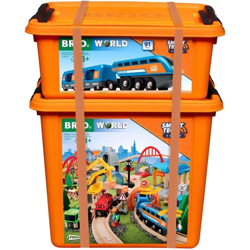 Spielzeug-Eisenbahn BRIO "BRIO WORLD, Smart Tech Sound Deluxe Set" Spielzeugfahrzeuge bunt Kinder mit Soundeffekten, app-fähig; FSC - schützt Wald weltweit