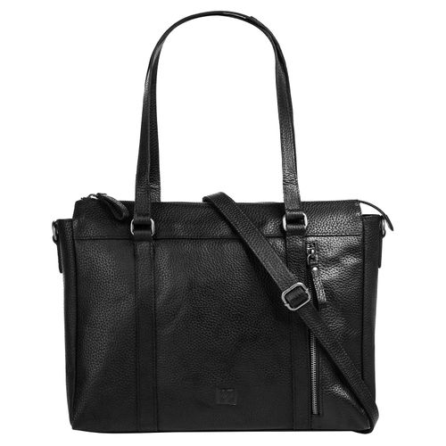 Shopper BODENSCHATZ, Damen, Gr. B/H/T: 33cm x 28cm x 7cm onesize, schwarz, Leder, unifarben, leicht glänzend, Taschen, echt Leder