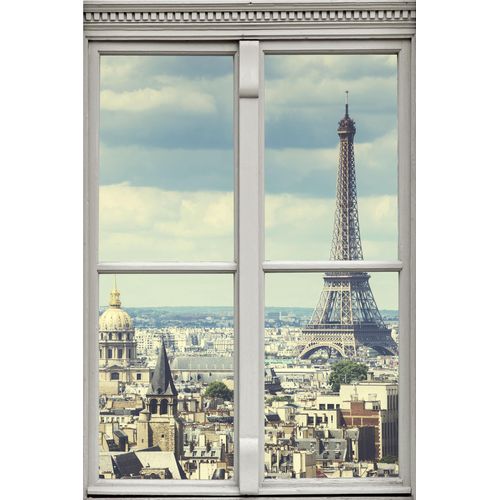 Wandsticker QUEENCE "Paris" Wandtattoos Gr. B/H: 120cm x 80cm, Natur, grau Wandsticker, Wandbild, selbstklebend, 3D, Fenster