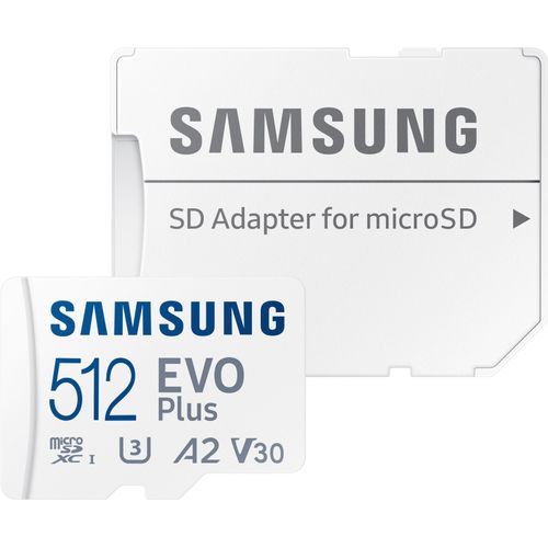 SAMSUNG Speicherkarte "EVO Plus (2024) inkl. SD-Adapter" Speicherkarten Gr. 512 GB, weiß