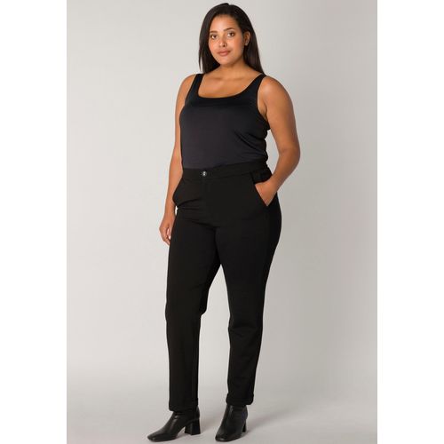 Jerseyhose BASE LEVEL CURVY Gr. 52, N-Gr, schwarz Damen Hosen mit Umschlagsaum