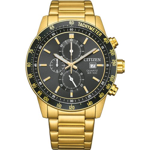 Chronograph CITIZEN Armbanduhren goldfarben Herren Quarzuhr,Armbanduhr,Herrenuhr, bis 10bar wasserdicht, Edelstahlarmband