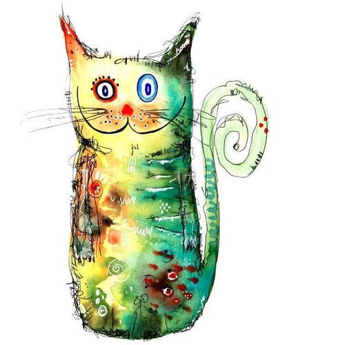 Wandtattoo WALL-ART "Bunte Katze Crazy Cat" Wandtattoos Gr. B/H/T: 60cm x 81cm x 0,1cm, bunt selbstklebend, entfernbar