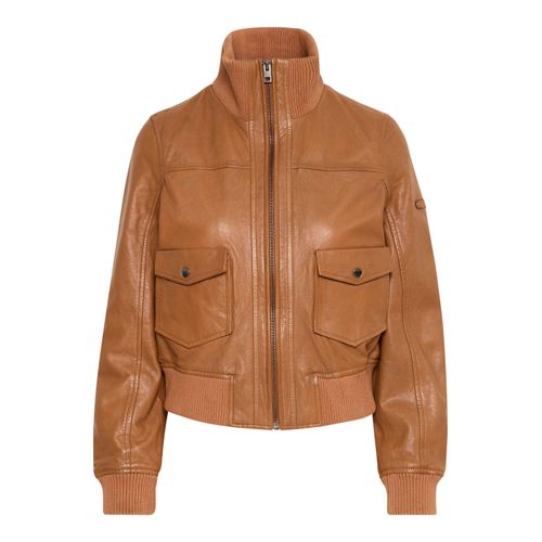 Lederjacke OXMO "Lederjacke OXDenny" Gr. 34, braun (caramel café) Damen Jacken