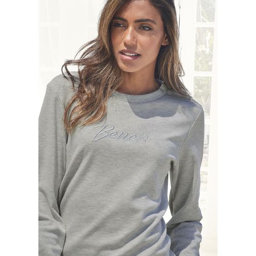 Sweatshirt BENCH. LOUNGEWEAR Gr. 44/46, grau (hellgrau-meliert) Damen Sweatshirts mit Logostickerei, Loungewear