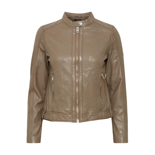 Lederjacke OXMO "Lederjacke OXDenise" Gr. 36, beige (fossil) Damen Jacken