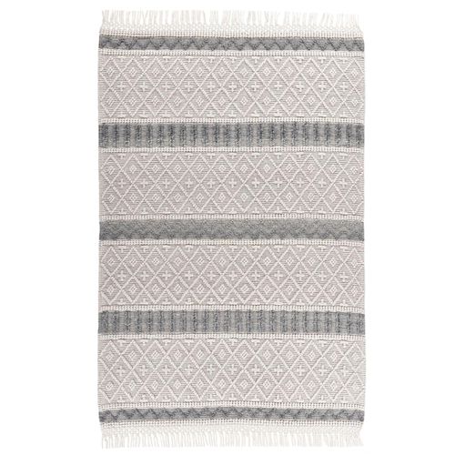 Teppich HEINE HOME Gr. 2, beige (natur, grau), B:90cm H:10mm L:160cm, Baumwolle, Wolle, Schurwolle, Teppiche