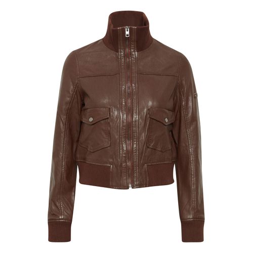 Lederjacke OXMO "Lederjacke OXDenny" Gr. 42, braun (chestnut) Damen Jacken