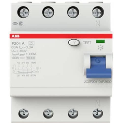 ABB 2CSF204101R3630 F204 A-63/0,3 FI-Schutzschalter A 4polig 63 A 0.3 A 400 V