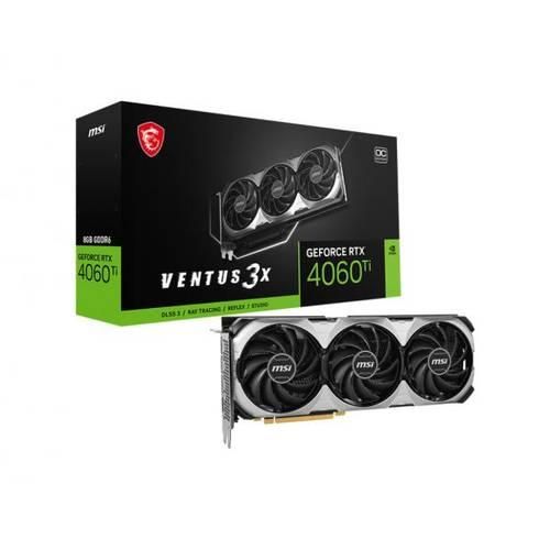 MSI Grafikkarte Nvidia GeForce RTX 4060 Ti Ventus 3X E - OC Edition 8 GB GDDR6-SDRAM PCIe x16 HDMI®, DisplayPort Zero-Fan-Modus, Vulkan, Übertaktet /