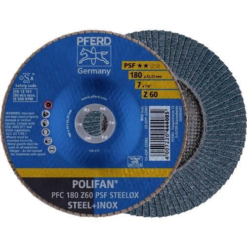 PFERD 67766185 PFC 180 Z 60 PSF STEELOX Fächerschleifscheibe Durchmesser 180 mm Bohrungs-Ø 22.23 mm Edelstahl, Stahl 10 St.