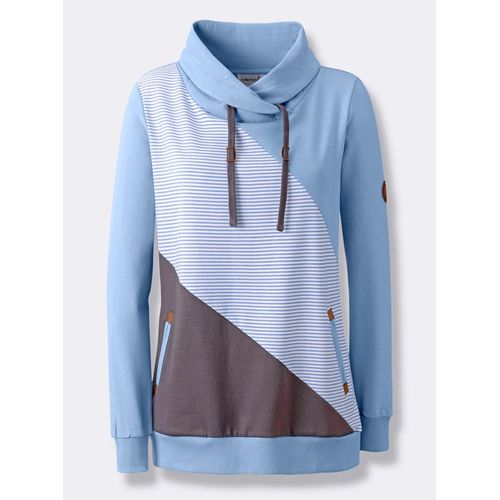 Sweatshirt CASUAL LOOKS Gr. 44, blau (bleu-bedruckt) Damen Sweatshirts