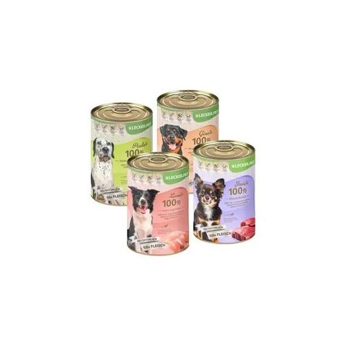 24 x 400 g Lecker.Pet® Gino's, Josie's, Luna's & Paula's 100 % Fleisch & Gemüse Hundefutter Nassfutter Mix - je Sorte 6 Dosen