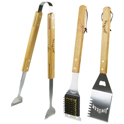 Grillbesteck-Set JIM BEAM BBQ Grillbesteck-Sets beige (natur, silberfarben)