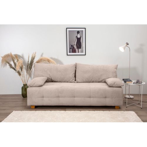 Schlafsofa COLLECTION AB, grau (taupe), B:196cm H:45cm T:96cm, 100%Polyester, Sofas, Schlafsofa,Bettkasten,Bonellfederkern,Rückenkissen,Armlehnenkissen